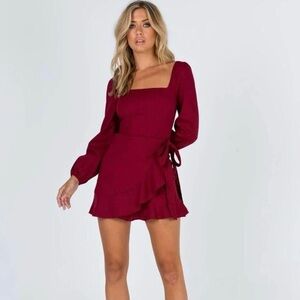 Princess Polly Burgundy Long Sleeve Dress